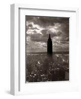 1930s-1940s Empire State Building Silhouetted Against High Gathering Storm Clouds Covering NYC-null-Framed Photographic Print