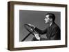 1930s 1940s MAN WEARING SUIT AND TIE DRIVING HANDS ON STEERING WHEEL-H. Armstrong Roberts-Framed Photographic Print