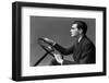 1930s 1940s MAN WEARING SUIT AND TIE DRIVING HANDS ON STEERING WHEEL-H. Armstrong Roberts-Framed Photographic Print