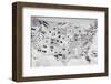 1930s-1940s Map of United States Showing Agricultural and Industrial Resources-null-Framed Photographic Print