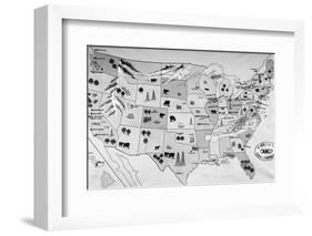 1930s-1940s Map of United States Showing Agricultural and Industrial Resources-null-Framed Photographic Print