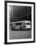 1930s-1940s Public Transportation Trackless Trolley Electric Bus About to Round Street Corner-null-Framed Photographic Print