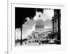 1930s-1940s the Capital Building Street Scene with Pedestrians Trees Lamps Motorcars and Sculpture-null-Framed Photographic Print