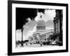 1930s-1940s the Capital Building Street Scene with Pedestrians Trees Lamps Motorcars and Sculpture-null-Framed Photographic Print