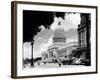 1930s-1940s the Capital Building Street Scene with Pedestrians Trees Lamps Motorcars and Sculpture-null-Framed Photographic Print