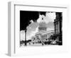 1930s-1940s the Capital Building Street Scene with Pedestrians Trees Lamps Motorcars and Sculpture-null-Framed Photographic Print