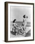 1930s 1940s TWO WOMEN SITTING ON HOTEL DECK BEACH SIDE IN ONE PIECE BATHING SUIT FASHION FLORIDA...-Panoramic Images-Framed Photographic Print