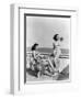 1930s 1940s TWO WOMEN SITTING ON HOTEL DECK BEACH SIDE IN ONE PIECE BATHING SUIT FASHION FLORIDA...-Panoramic Images-Framed Photographic Print