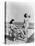 1930s 1940s TWO WOMEN SITTING ON HOTEL DECK BEACH SIDE IN ONE PIECE BATHING SUIT FASHION FLORIDA...-Panoramic Images-Stretched Canvas