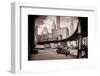 1930s DOWNTOWN FINANCIAL DISTRICT CURVE OF THIRD AVENUE ELEVATED TRAIN AT COENTIES SLIP NEW YORK...-Charles Phelps Cushing-Framed Photographic Print