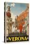 1930s Italian Travel Poster with Scaliger Tombs, Verona-null-Stretched Canvas