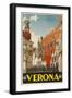 1930s Italian Travel Poster with Scaliger Tombs, Verona-null-Framed Premium Giclee Print