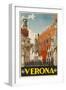 1930s Italian Travel Poster with Scaliger Tombs, Verona-null-Framed Premium Giclee Print