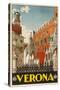 1930s Italian Travel Poster with Scaliger Tombs, Verona-null-Stretched Canvas