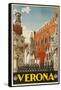 1930s Italian Travel Poster with Scaliger Tombs, Verona-null-Framed Stretched Canvas