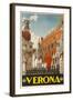 1930s Italian Travel Poster with Scaliger Tombs, Verona-null-Framed Giclee Print