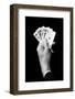 1930s MAN'S HAND HOLDING 5 PLAYING CARDS A POKER HAND THAT IS A ROYAL STRAIGHT FLUSH IN HEARTS-H. Armstrong Roberts-Framed Photographic Print