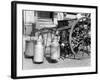 1930s Muzzled Dog Used to Pull Milk Cart Sitting under the Cart Hamburg Germany-null-Framed Photographic Print