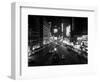 1930s Overhead of Times Square Lit Up at Night with Cars Lining Curbs NYC-null-Framed Photographic Print