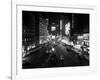 1930s Overhead of Times Square Lit Up at Night with Cars Lining Curbs NYC-null-Framed Photographic Print