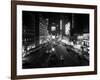 1930s Overhead of Times Square Lit Up at Night with Cars Lining Curbs NYC-null-Framed Photographic Print