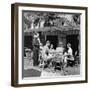 1930s THREE WOMEN ONE MAN DINING BY BEACH WAITER TAKING ORDER NAUTILUS HOTEL CABANA CLUB MIAMI B...-Panoramic Images-Framed Photographic Print