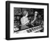 1930s TWO WOMEN DRINKING SODAS EATING ICE CREAM AT SODA SHOP COUNTER-Panoramic Images-Framed Photographic Print