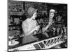 1930s TWO WOMEN DRINKING SODAS EATING ICE CREAM AT SODA SHOP COUNTER-Panoramic Images-Mounted Photographic Print