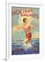 1930s UK Holiday Haunts Book Cover-null-Framed Giclee Print