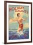 1930s UK Holiday Haunts Book Cover-null-Framed Giclee Print