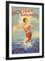1930s UK Holiday Haunts Book Cover-null-Framed Giclee Print