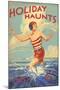 1930s UK Holiday Haunts Book Cover-null-Mounted Giclee Print