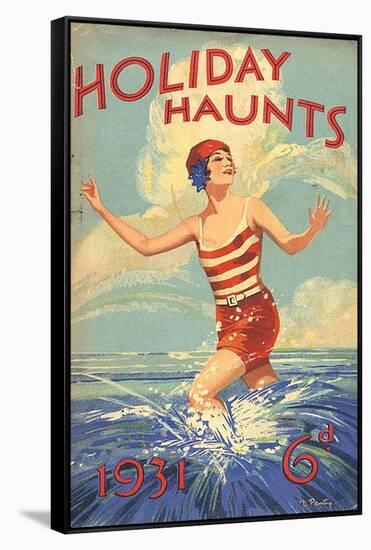 1930s UK Holiday Haunts Book Cover-null-Framed Stretched Canvas