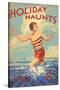 1930s UK Holiday Haunts Book Cover-null-Stretched Canvas