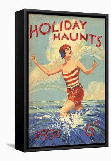 1930s UK Holiday Haunts Book Cover-null-Framed Stretched Canvas