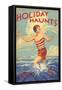 1930s UK Holiday Haunts Book Cover-null-Framed Stretched Canvas