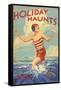 1930s UK Holiday Haunts Book Cover-null-Framed Stretched Canvas