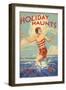 1930s UK Holiday Haunts Book Cover-null-Framed Giclee Print