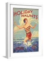 1930s UK Holiday Haunts Book Cover-null-Framed Giclee Print