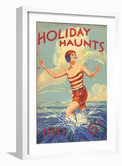 1930s UK Holiday Haunts Book Cover-null-Framed Giclee Print