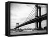 1930s View of Manhattan Bridge across East River from Brooklyn New York City-null-Framed Stretched Canvas