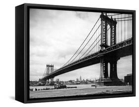 1930s View of Manhattan Bridge across East River from Brooklyn New York City-null-Framed Stretched Canvas