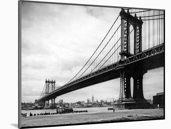 1930s View of Manhattan Bridge across East River from Brooklyn New York City-null-Mounted Photographic Print