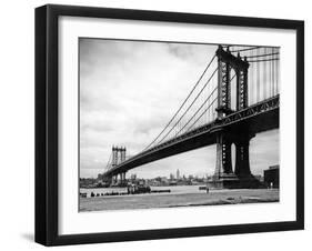 1930s View of Manhattan Bridge across East River from Brooklyn New York City-null-Framed Photographic Print