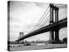 1930s View of Manhattan Bridge across East River from Brooklyn New York City-null-Stretched Canvas