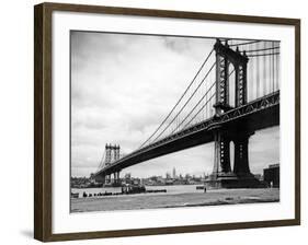 1930s View of Manhattan Bridge across East River from Brooklyn New York City-null-Framed Photographic Print