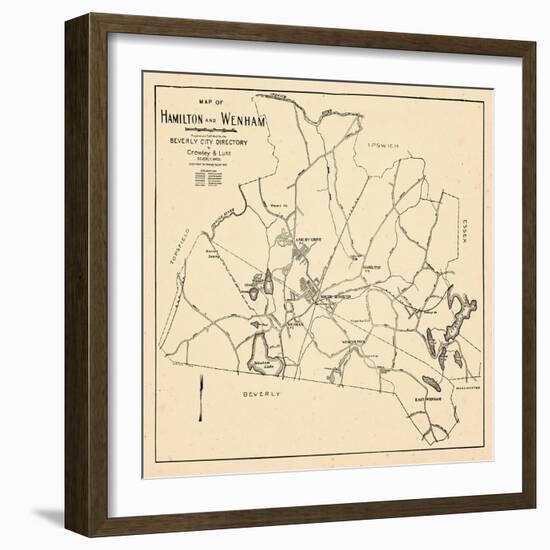 1932, Hamilton and Wenham Map, Massachusetts, United States-null-Framed Giclee Print