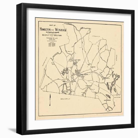 1932, Hamilton and Wenham Map, Massachusetts, United States-null-Framed Giclee Print