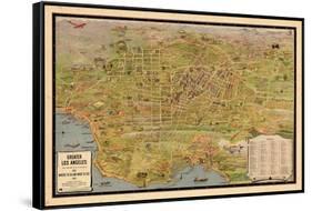 1932, Los Angeles Tourist Map, California, United States-null-Framed Stretched Canvas