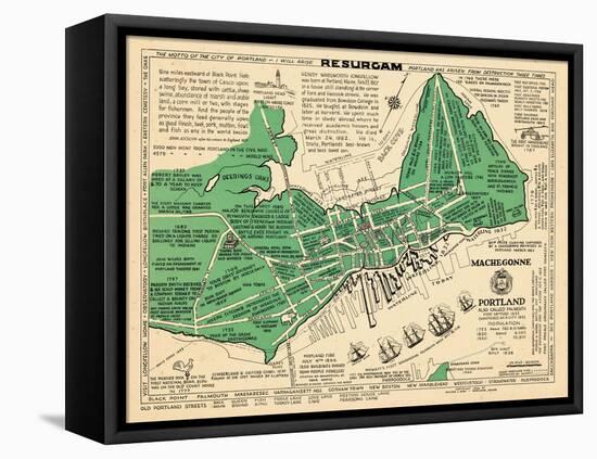 1932, Portland Historical Facts Map, Maine, United States-null-Framed Stretched Canvas